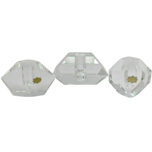 Vintage Hand Cut Crystal Glass Candle Holders – Set of 3 – Made in Japan - Mid C - Picture 2 of 10